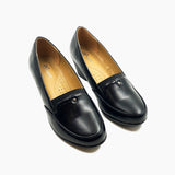 Block Heel Burnished Pumps Black Side Angle
