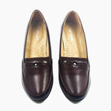 Block Heel Burnished Pumps Dark Brown