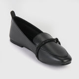 String Embellished Shoes Black