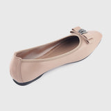 Petite Bow Embellished Flats Beige
