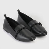 String Embellished Shoes Black Side Angle