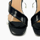 Basic Cross Detailed Heels Black