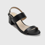 Snake Detail Block Heel Sandals Black