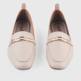 Metal Accented Shoes Light Beige