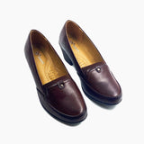 Block Heel Burnished Pumps Dark Brown Side Angle