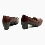 Block Heel Burnished Pumps Dark Brown