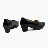 Block Heel Burnished Pumps Black