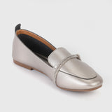 String Embellished Shoes Metallic Grey