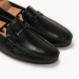 Bit Detailed Burnished Leather Loafers black side angle zoom