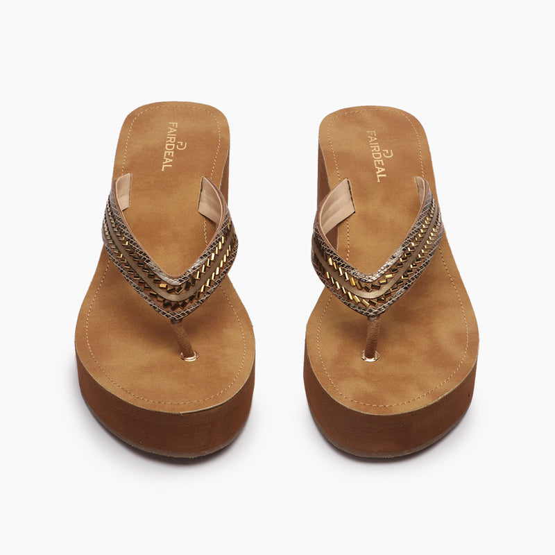 Intricate Detail Wedges gold front