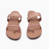 Intricate Stone Detail Flats light pink front