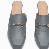 Buckle Detail Heeled Mules blue front zoom