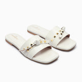 Knot Studded Flats white side angle