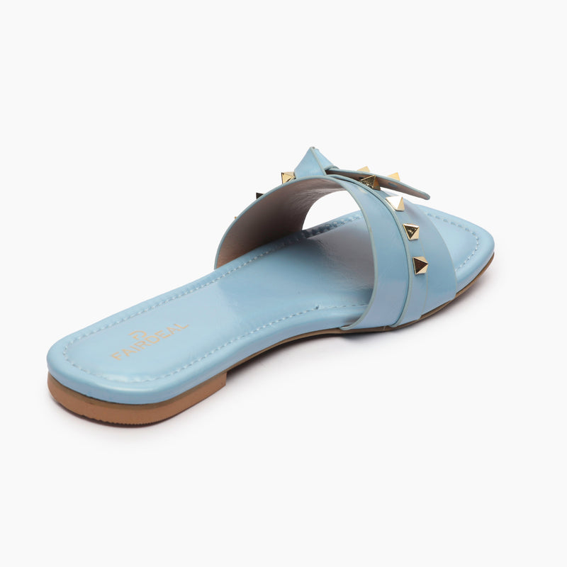 Knot Studded Flats blue back