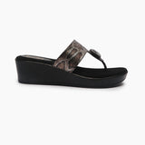 Single Stone Embellished Wedges black side profile with heel