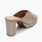 High Heeled Mules gold back