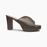 High Heeled Mules grey side profile