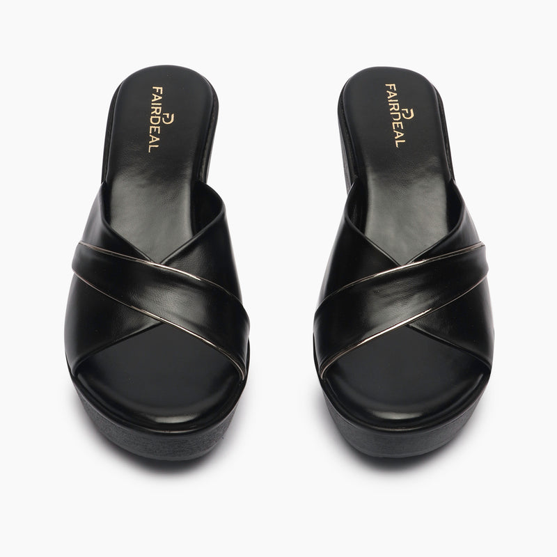 Classic Wedge Slip Ons black front