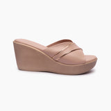 Classic Wedge Slip Ons light pink side profile