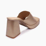 Chunky Heel Mules gold back
