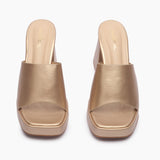 Chunky Heel Mules gold front