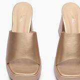 Chunky Heel Mules gold front zoom