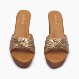 Knot Embellished Heels gold front