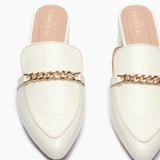 Patent Block Heel Pointed Mules white  front zoom