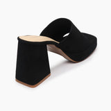 Chunky Heel Mules black back