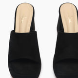 Chunky Heel Mules black front zoom