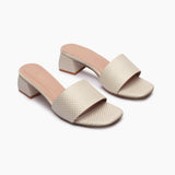 Arrow Check Mules cream side angle