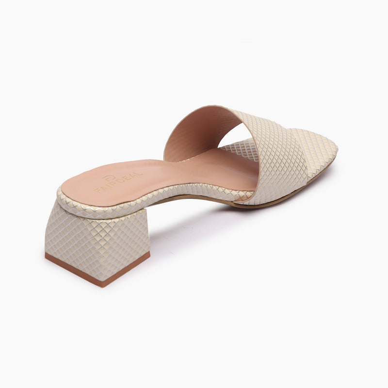 Arrow Check Mules cream back