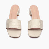 Arrow Check Mules cream front