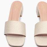 Arrow Check Mules cream front zoom