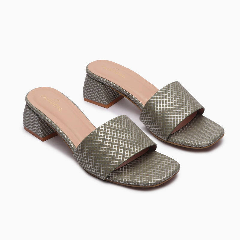 Arrow Check Mules grey side angle