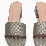 Arrow Check Mules grey front zoom