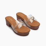 Clear Strap Mules beige side angle