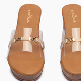 Clear Strap Mules beige front zoom