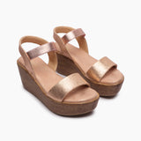Shimmery Wedge Sandals rose gold side angle
