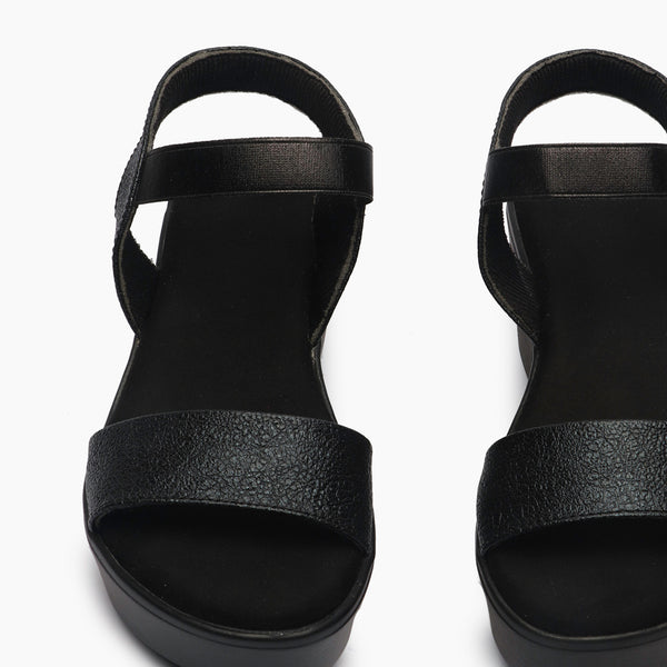 Shimmery Wedge Sandals black front zoom