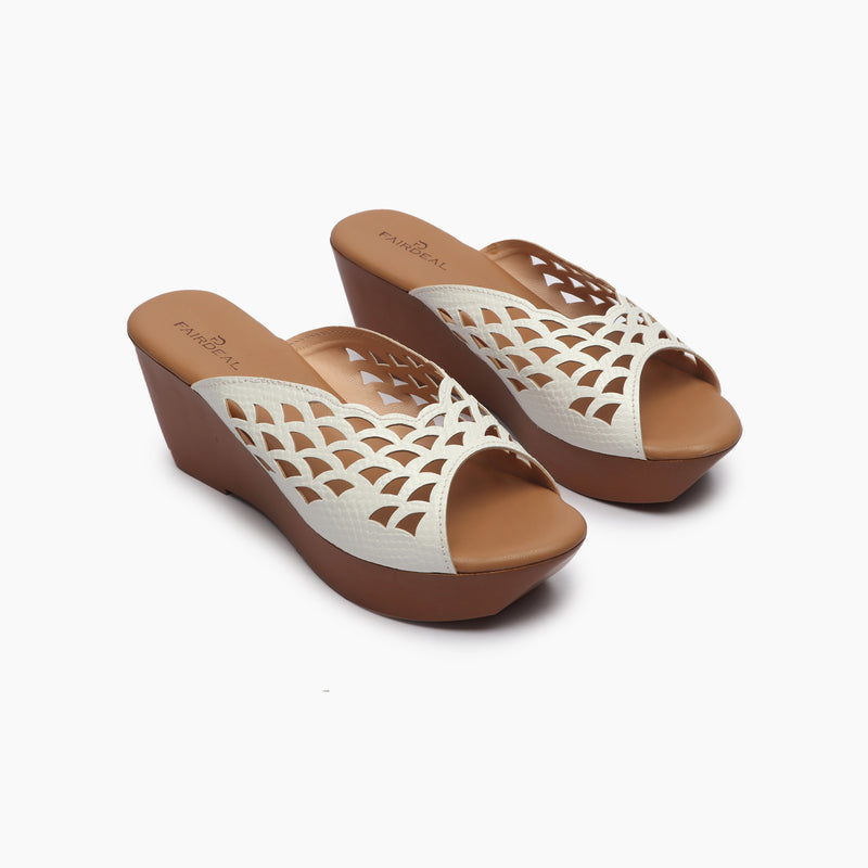 Perforated Pattern Wedges light white side angle