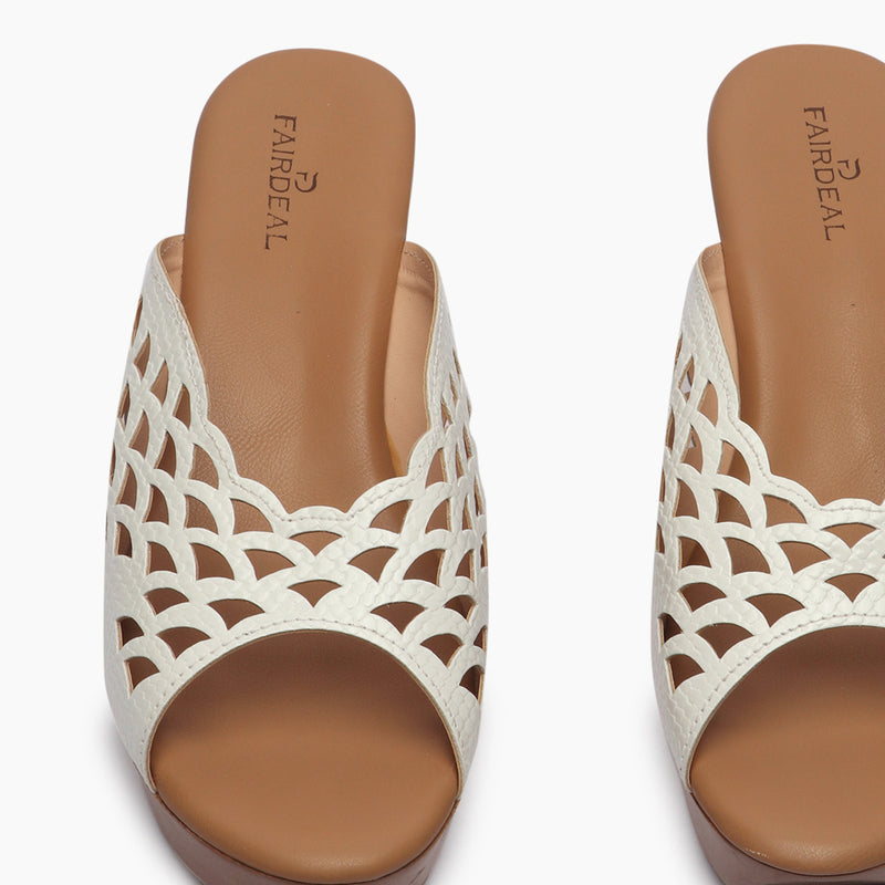 Perforated Pattern Wedges light white front zoom