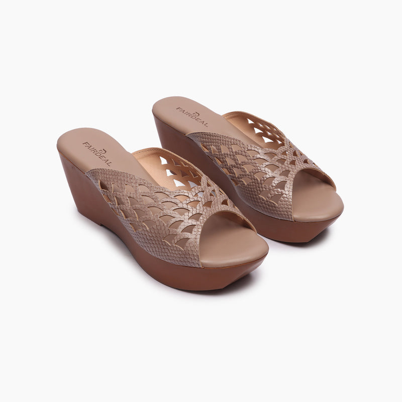 Perforated Pattern Wedges light pink side angle