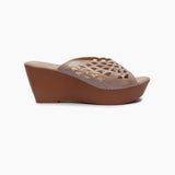 Perforated Pattern Wedges light pink side profile with heel