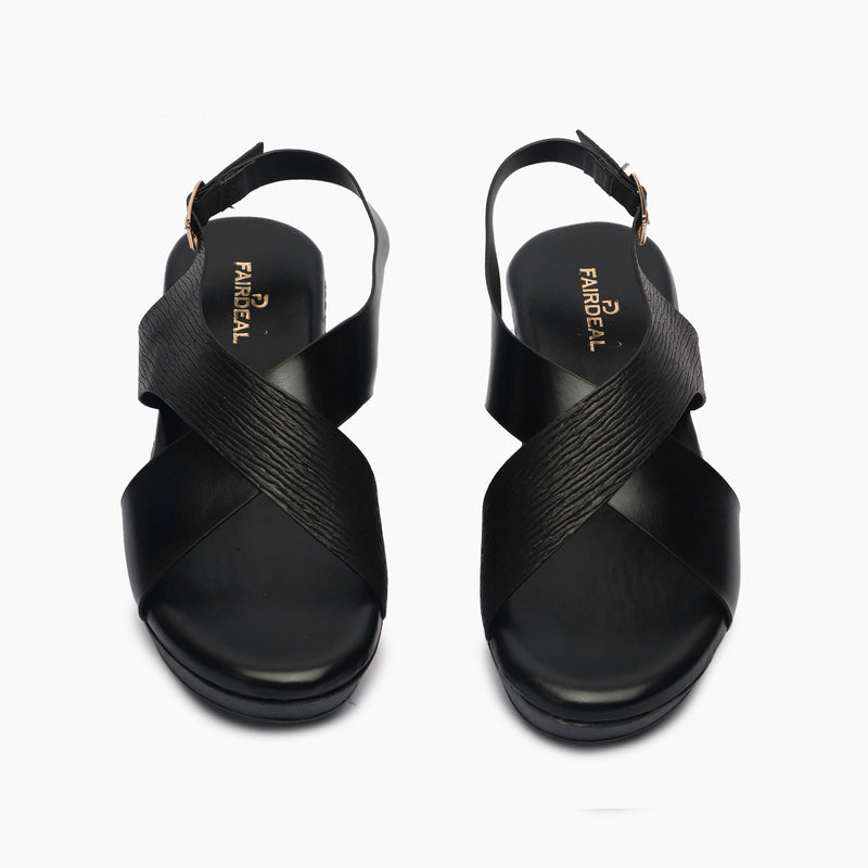 Cross Sandals black front