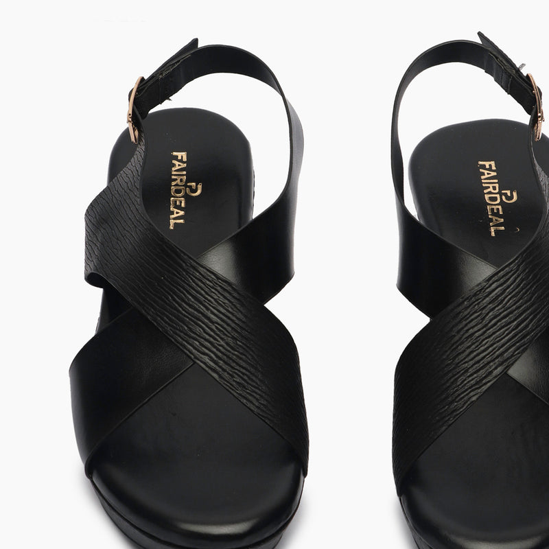 Cross Sandals black front zoom