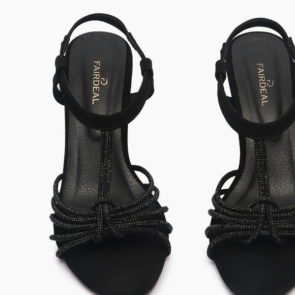 Knotted Chain Sandals black front zoom