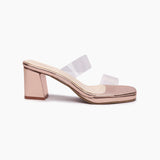 Double Acrylic Strap Block Heels rose gold side profile