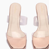 Double Acrylic Strap Block Heels rose gold front zoom