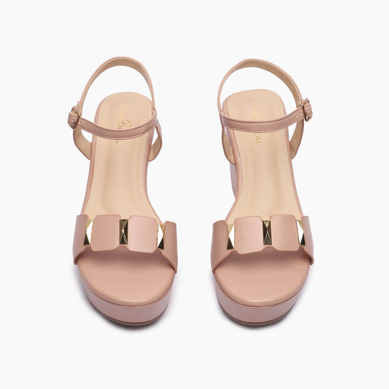 Wedge Heel Platform Sandals pink front